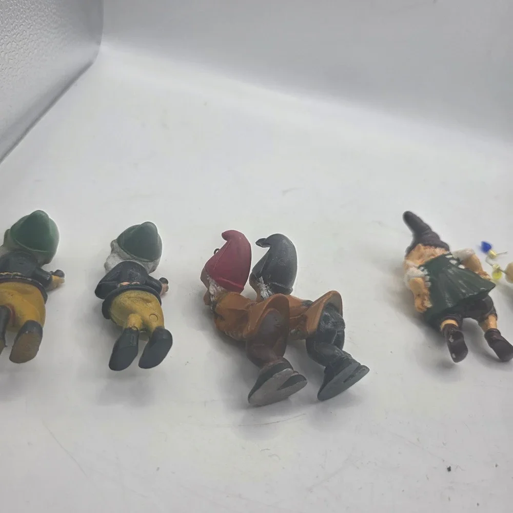 Vintage Gnome Dwarf Christmas Ornaments Figurines Lot of 7 Mini Holiday Decor